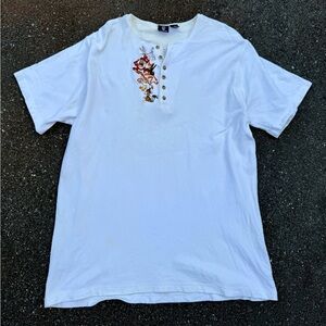1996 Warner Bros Looney Tunes Embroidered White Tee Shirt